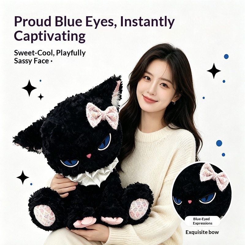 Cat Toys - Black Cat Plush Toy Blue Eye