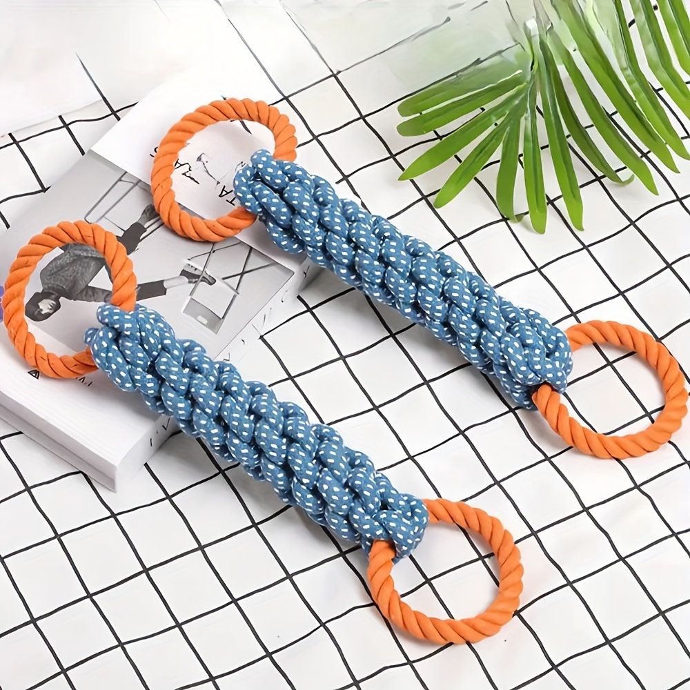 Durable Double-Ring Cotton Ble - đánh giá và giá Interactive Squeaky Plush Dog Toy
